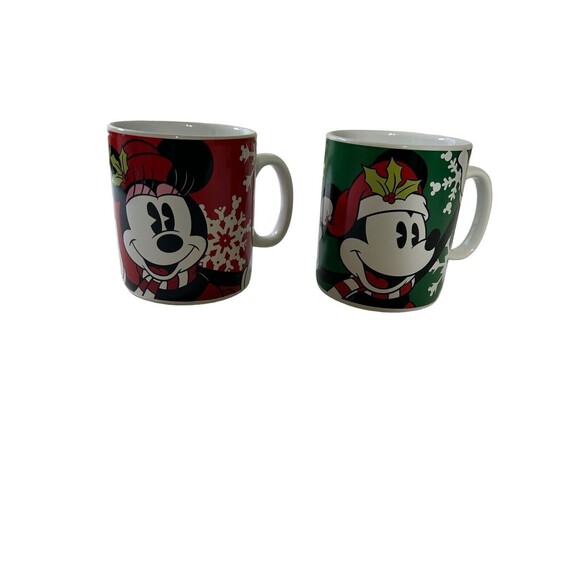 Disney Mickey And Minnie Mouse Christmas Large 24 oz. Ceramic Jumbo Mugs - Picture 1 of 16